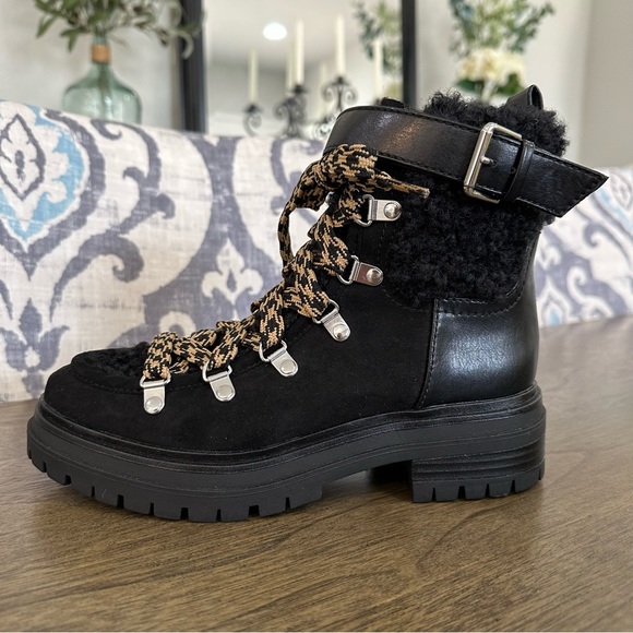 NIB Sam Edelman Gretchen Faux Shearling Trimmed Lace-Up Boot Size 6 - Picture 2 of 16